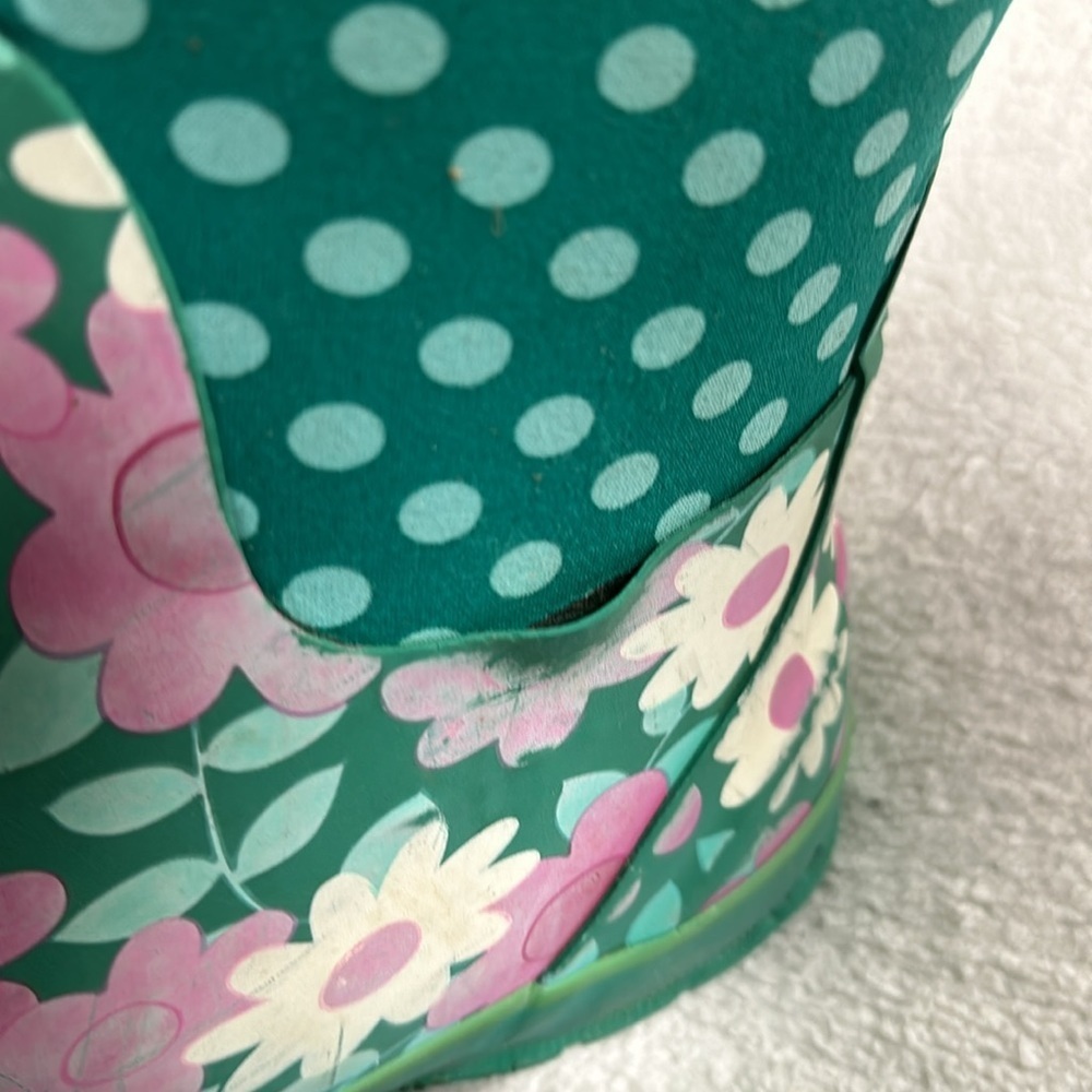 Bogs Girls Flower Dots Rubber Weatherproof Boots, youth 7 - Picture 13 of 13